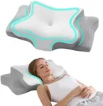 Hansleep 4.7/5.5" H Adjustable Cervical Pillow for Neck Pain, Ergonomic Memory Foam Neck Pillow for Sleeping with Pillowcase, Orthopedic Contour Neck Pillow for Side Back Stomach Sleeper, White