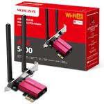 Mercusys AXE5400 Tri-Band Wi-Fi 6E Bluetooth 5.3 PCIe Adapter With Two Antennas, PCIe WiFi Card, OFDMA, MU-MIMO,Low Latency, Intel Wi-Fi 6 Chipset, Latest WPA3, Supports Windows 10/11(64bit) (MA86XE)