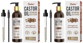 Dabur Castor Oil - 200ml | 100% Natural Cold Pressed Oil | Promotes Hair Growth, Hydrates Skin & Reduces Wrinkles | No Mineral Oil & Silicones (Pack of 2)