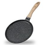 JEETEE 11 Inch Crepe Pan Nonstick, Comales para Tortillas Griddle Pan for Stove Top, Granite Coating Flat Pancake Pan Dosa Tawa, PFOA Free and Induction Compatible (Grey)