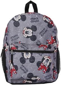 Fast Forward Backpack for Kids and Adults, 16 inch, Grey, Full size, Mickey and Minnie