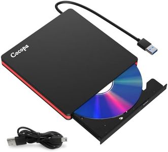 Cocopa Lecteur DVD Externe, USB 3.0 Graveur Enregistreur Portable CD Rom +/-RW Mince Player Transmission Rapide Câble USB Intégrée Win7 10 Mac Os Apple iMac Macbook Laptop PC