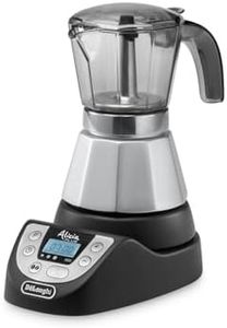 De'Longhi EMKP42.B Alicia PLUS Electric Moka Coffee Maker, 450 W, 2-4 Cups, Plastic, Black/Silver Black