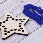 Curious Button Wood Lacing Toy - Educational Sewing Kit for Toddlers and Kids - Natural Star Shape Learning Fine Motor Skills - Travel Gift