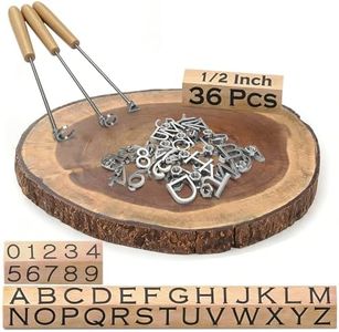 36Pcs 1/2 Inch Branding Iron Set,Stainless Steel Letter Number Branding Kit with 26 Letters A-Z,10 Numbers 0-9,3 Heating Rods & Anti-Scald Gloves,Reusable Wood Burning Stamp for Wood,Leather,BBQ