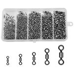 Fishing Rolling Snap Swivel Barrel Swivels Set-500pcs/Box High-Strength Stainless Steel Rolling Swivel Fishing Tackle, Size 2 4 6 8 10# -Test 30Lb to 90 Lb