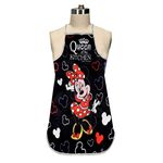 Kuber Industries Disney Minnie Print Silk Kitchen Apron (Black)-KUBMART010100