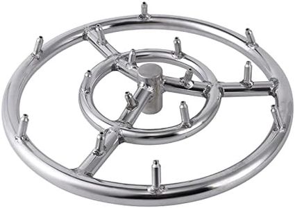 BouPower 24 Inch Round Fire Pit Burner Ring, 304 Stainless Steel Fire Pit Burner High Flame for Natural Gas & Propane Fire Pit Fireplace