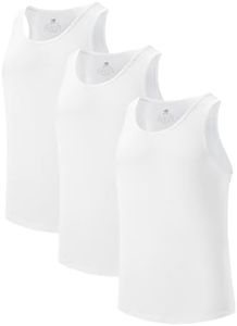 DAVID ARCHY Men's Tank Top Undershirt Moisture-Wicking Quick-Dry T-Shirts Soft Silky Undershirts Tank Shirt for Men 3 Pack(XL, White)