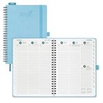 BEZEND A5 Academic Diary 2026-2027 Week to View (Jul 26 - Dec 27) Spiral. Vertical Weekly Planner with Time Slots & Tabs. Appointment Diary for Home School Office. PU Leather Softcover, Sky Blue