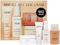 OUAI Jingle All The OUAI Travel Size Gift Set - Travel Size Hair & Body Care Set - Includes Detox Shampoo, Deluxe Anti Frizz Cream, Leave In Conditioner, Scalp & Body Scrub (4 Count)