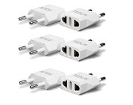 6 Pack of TEDLIN US/CA to European Plug Adapter Travel Power Plug Universal Power Jack Wall Plug Converter Input USA/Canada to Europe/Asia Socket (White)