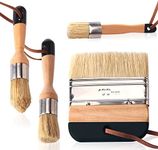 Wax Brush Paint Brushes,4Pcs Chalk Paintbrushes for Furniture Decorating Natural Bristles,Thick and Durable (Black)