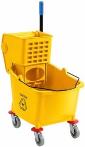 Commercial Mop Bucket with Wringer on Wheels | Yellow 35 Quart