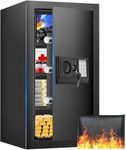 80L Large Home Safe Box with A4 Fireproof Bag, High Capacity Security Money Safe with 3 Removable Shelf, Backup Keys & Code Access, Mute Mode, Wall/Floor Mount - 31D x 38W x 60H