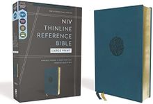 NIV, Thinline Reference Bible (Deep Study at a Portable Size), Large Print, Leathersoft, Teal, Red Letter, Comfort Print