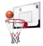 SPOTRAVEL Wall Mounted Basketball Hoop, 45 x 30cm Hanging Basket with Net, Indoor Outdoor Basketball Backboard Set for Kids & Adults