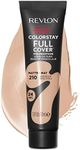 Revlon ColorStay Full Cover Longwear Matte Foundation, Heat & Sweat Resistant Lightweight Face Makeup, Sand Beige (210), 30ml