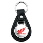 GRAPHICS & MORE Black Leather Honda Powersports Logo Keychain, Black, One Size