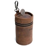 Hide & Drink, Leather Money Box, Piggy Bank Bucket, Zippered Pouch, Cash Organizer, Coin Case, Handmade Includes 101 Year Warranty :: Bourbon Brown