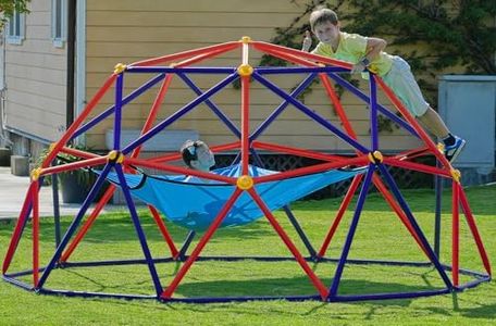 Zupapa 10FT Climbing Dome with Hammock, Outdoor Jungle Gym for Kids, Geometric Dome Climber Supporting 1200LBS Outdoor Play Equipment, Purple&Red