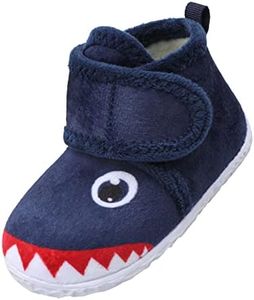 LeIsfIt Toddler Slippers Boys Girls House Slippers Kids Winter Boots Warm Lightweight House Shoes with Non-Slip Sole Blue Shark 2-3 Infant