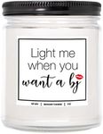 YouNique Designs Light Me When You Want a BJ Candle, 7 Ounces, Candles for Men, Mens Candle, Naughty Candles for Him, White Soy Aromatherapy Candles for Home Scented (Mahogany Teakwood)