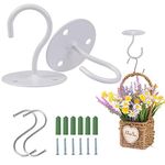 funvce Ceiling Hooks for Hanging Plants,2PCS Heavy Duty Hanging Hooks with Screws, Wall Mount Metal 2Pcs S Plant Hangers for Planters,Wind Chimes,Outdoor, White