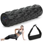 High-Density Vibrating Foam Roller Black with 4 Customizable Speeds for Deep Tissue Massage, Muscle Recovery and Pain Relief -Rechargeable with Massage Backpack