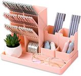 Migao coffee Pen Pencil Holder for Desk, Cute Stationery Home Office School Desktop Craft Art Supplies Accessory Crayon Caddy Box Organization Organizer Storage for Girl Kids (Pink)