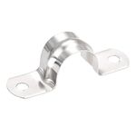 uxcell 20mm(0.8") Rigid Pipe Strap, 2 Holes Tube Straps 201 Stainless Steel Tension Tube Clip Clamp 45pcs