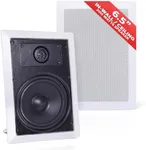 Pyle Two Way Stereo Sound Speaker - Dual Professional Audio Speakers System - In Wall / In Ceiling White Mount Flush, 6.5" Midbass, 1/2 Inch Polymer Tweeter - Indoor Home Theater - Pyle PDIW65 (Pair)