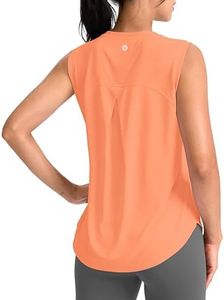 SANTINY Women's Sleeveless Workout Tops Breathable Lightweight Active Tennis Yoga Shirts Athletic Running Tank Tops for Women (Orange_S)