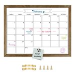 Umtiti Monthly Calendar Dry Erase White board(33 x 43 cm),Rustic Brown Wood Frame, Magnetic Whiteboard for Planning/Schedule/ School Timetable/Memo, Hanging Board for Office, School and Home(QZ-3343B,CA)