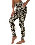 KUTAPU Workout Leggings for Women High Waisted 7/8 Length Soft Yoga Pants with Pockets Brown Leopard XL