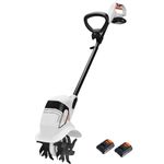 LIGO 20V Cordless Tiller - Efficient Cordless Rotavator with 2 Batteries for Long-Time Work, Adaptable to All Soil Conditions, 19cm Working Width & 15cm Depth for Small Garden