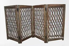 Incredible Arts Wooden Freestanding Fold-able Safety Gate for Child, Step Over Fence, Kids Safety Gate for The House, Doorway, Stairs, Extra Wide Brown (4-Panels- Badroon Frame Design)