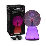 Tradeopia 6 Inch Plasma Ball with Color Changing Base, Touch and Sound Sensitive Plasma Ball, Electric Plasma Ball, Lightning Plasma Globe, Plasma Ball for Home, Christmas Gift for Kids and Adults