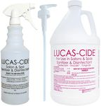 LUCAS-CIDE Salon and Spa Disinfectant 1 Gallon (Pink) Bundle with Pump & Leak Proof Spray Bottle (32 Oz.)