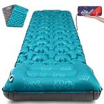 AKSOUL Camping Self-inflating Sleeping Mat: Ultralight & Compact Inflatable Thick Camp Sleep Air Mattress, Lightweight Single Bed Pad for Hiking, Backpacking, Tent (10CM, with Pillow), Peacock Blue