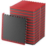 Edukit 8 Extra Thick Red & Black EVA Foam Mat Tiles - 60 x 60cm - 2cm Thick - Interlocking Non-Slip Puzzle Floor Tiles Gym Flooring Yoga Exercise Mats