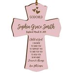 LifeSong Milestones Personalized Date of Baptism Gifts for Baby Boys and Girls Christening Wall Cross Gift for Godchild Godson Goddaughter for First Holy Communion 4”x 6” I Promise (Pink)