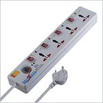 MX 4 Outlet Universal Surge Protector Extension Board with Individual Fuse and Switch for Each Socket, Heavy Duty 3 mtr Power Cord & with Child Saftey Shutter (MX-2949_3m)