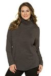 Ulla Popken Women's Basic Shirt Trolley Turtleneck Sweater, Anthracite Mixture, 16-18