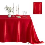 Counfeisly 1 Pack Rectangle Tablecloth Stain Resistant Wrinkle Free Silkly Soft Table Cloth, Satin Dining Table Cloths for Dining Room, Indoor and Outdoor Use, 60 x 120 Inches, Red