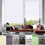 Zebra Roller Blinds 50x340cm Fits Any Window Size & Shape Thermal Blackout Roller Blinds Metal Brackets & FIttings for Nursery Bedroom and Travel, White