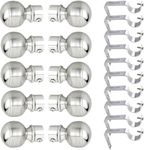 Penora Stainless Steel Curtain finials/Curtain Socket/Steel Curtain knobs with Stainless Steel Wall Support for Curtain Single Rod/Pipe (10 Pcs Curtain Finials, 10 Pcs Curtain Support)