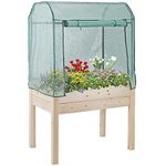 lafuria Raised Garden Bed Outdoor Wooden Planter Box with Greenhouse Cover for Vegetables Flowers Fruits Herbs 35.8"(L) x 23.6"(W) x 61.4"(H)