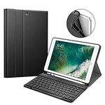 Fintie Keyboard Case for iPad 9.7 2018 with Built-in Pencil Holder, [SlimShell] Soft TPU Back Protective Cover w/Magnetically Detachable Wireless Bluetooth Keyboard for iPad 6th Gen, Black