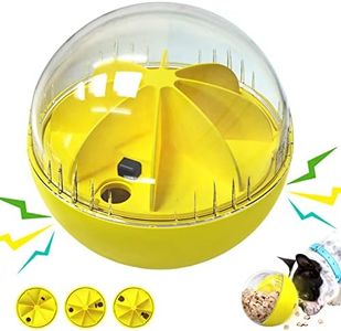 Dog Treat Dispenser Ball - iZiv IQ Interactive Dog Ball Toys, Puzzle Tumble Slow Feeder Toy, Giggle Squeaky Pet Ball for Small/Medium/Large, Adjustable Food Dispensing Speed(Yellow)